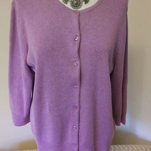 Croft & Barrow Cardigan Sweater, Lilac, XL, 3/4 Sleeve, Button Front